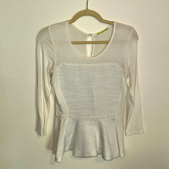 Gianni Bini Tweed Peplum Top SMALL - Picture 1 of 4